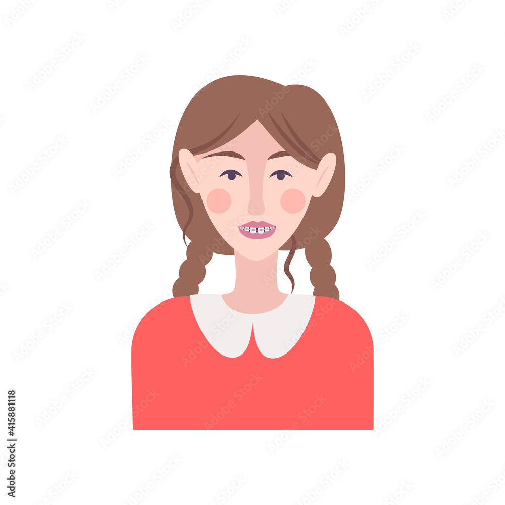 Fototapeta premium Braces Teeth Girl Composition
