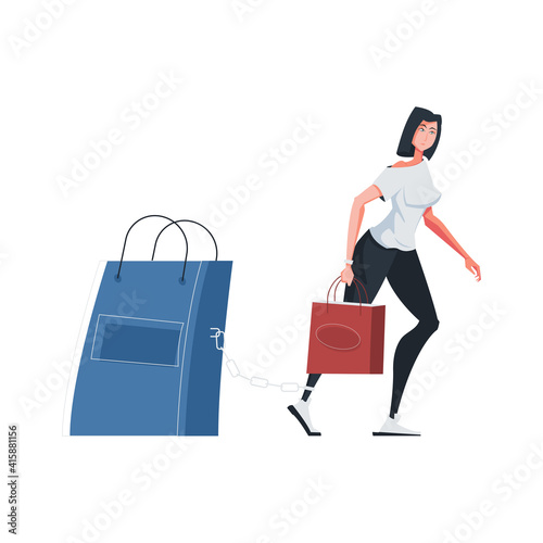 Shopaholic Addiction Flat Composition