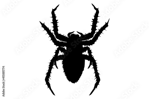 Black silhouette of terrible spider vector illustration