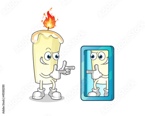candle looking into mirror cartoon. cartoon mascot vector