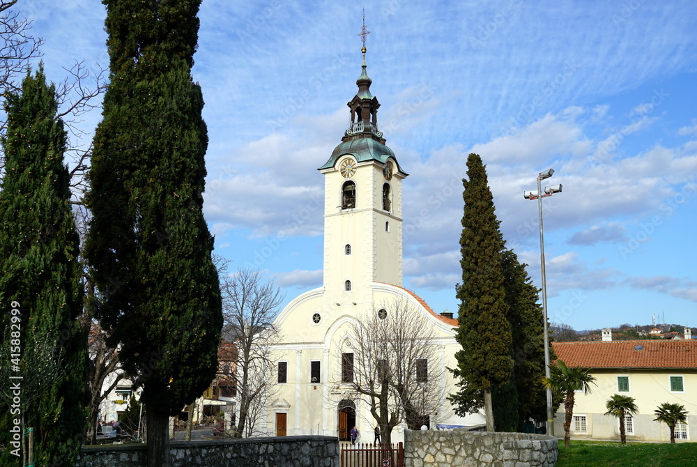 Shrine of Our Lady in the Trsat famous pilgirmate with church of Our Lady of Trsat Sanctuary, the oldest sanctuary dedicated to the Virgin Mary in Croatia