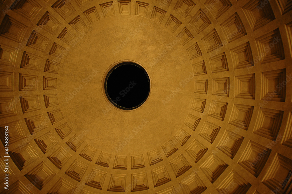 Wonderful ceiling of the pantheon in the evening light
