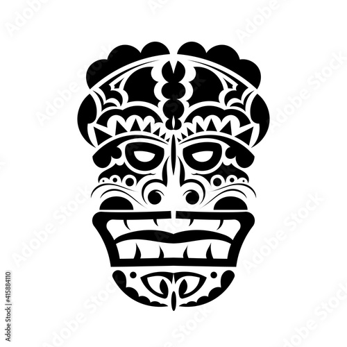 Totem is the face of the Hawaiian tribes. Face in Polynesian or Maori style. Good for prints and t-shirts. Isolated. Vector illustration.