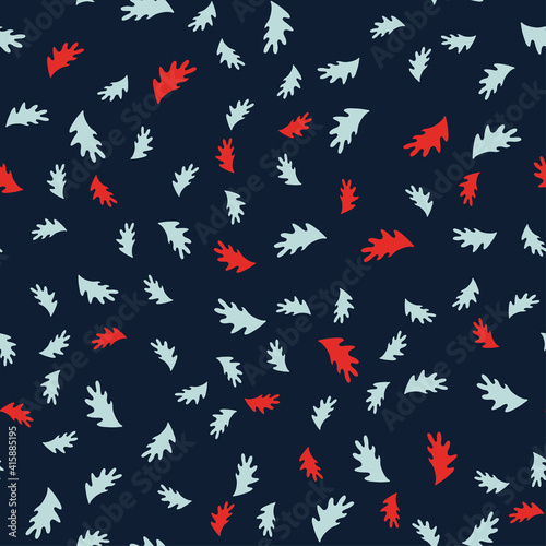 Seamless leaves pattern. Vector repeating botanical background of hand-drawn leaves. Floral ecological pattern.