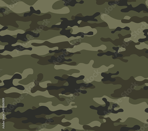 Khaki camouflage army background, seamless print, trendy modern pattern