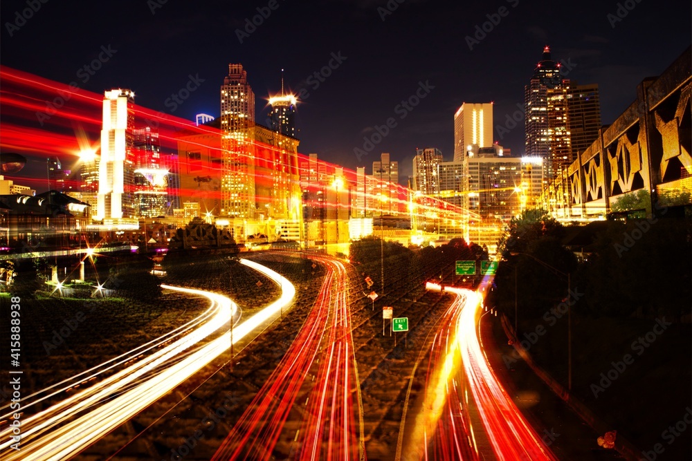 Fototapeta premium night traffic at night atlanta miami 
