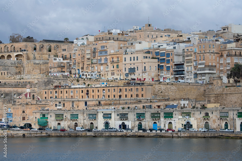 Europe, Malta, Valletta, Grand Harbour. Historic walled capital city, port area. UNESCO.