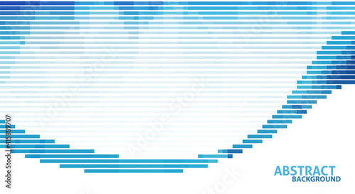 Abstract tech background with blue striped wave. Vector graphics