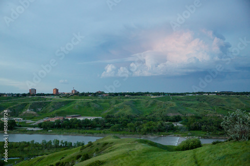 Verdant green landscape of the Old Man River Valley photo