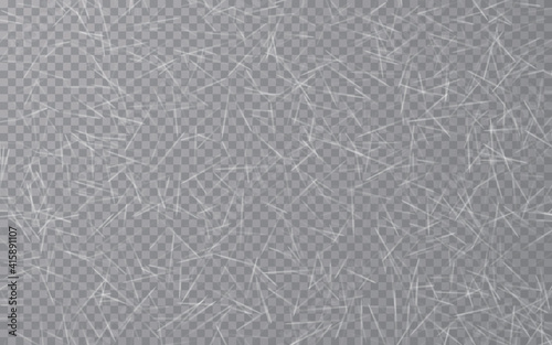 Ice texture on transparent background. Ice rink. Overhead view. Vector illustration