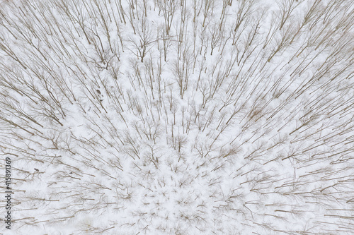 Aerial of Snow Covered Plainsboro Homes Farmland