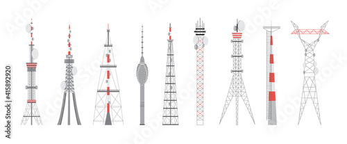 Telecommunication towers, equipment with antenna for radio communication.