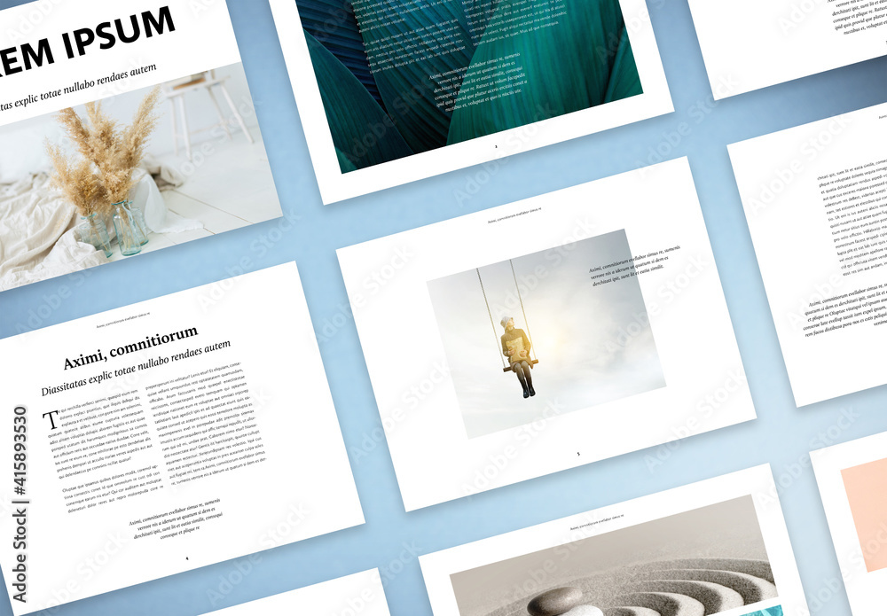 Minimal and Modern Landscape Digital Magazine Layout Stock Template ...