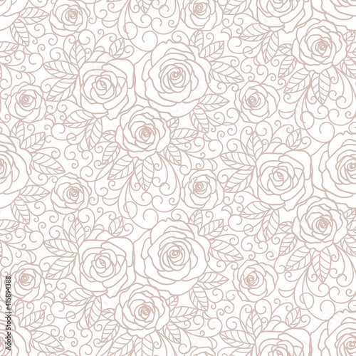 seamless abstract grey floral pattern wiht roses (laser cutting)