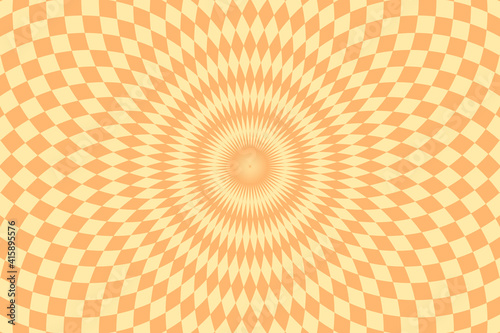 Vector illustration of checkered  rhombus pattern with optical illusion. Op art abstract background.
