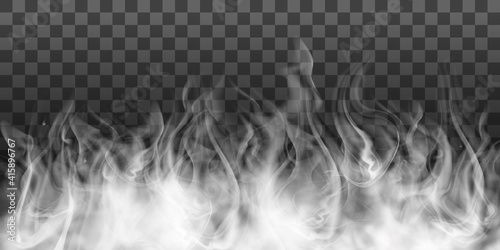 Fog or smoke isolated transparent special effect. White vector cloudiness, mist or smog background. PNG. . Vector illustration