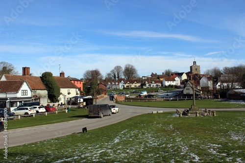фотография A general view of Finchingfield, Essex, looking east across the village green