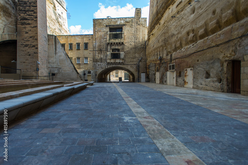 Defensive walls and fortifications surrounding Valletta, Malta.