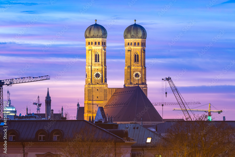 Munich chruch frauenkirche at night germany bavaria. Stock Photo ...