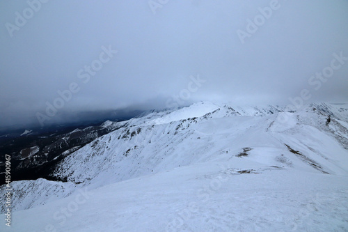 Czerwone Wierchy - Red Peaks in the clouds, mountain range in Western Tatras, Poland 