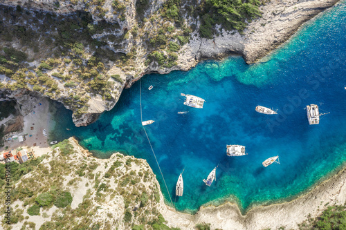 Print op canvas Aerial overhead drone shot of Stiniva covert cove beach in Adriatic sea on Vis I