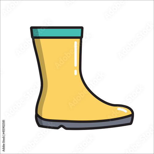 Rubber boots, simple gardening icon in trendy line style isolated on white background for web apps and mobile concept. Vector Illustration