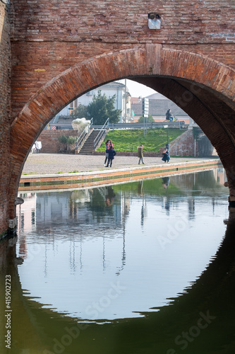 Trepponti Bridge in Comacchio, Italy photo