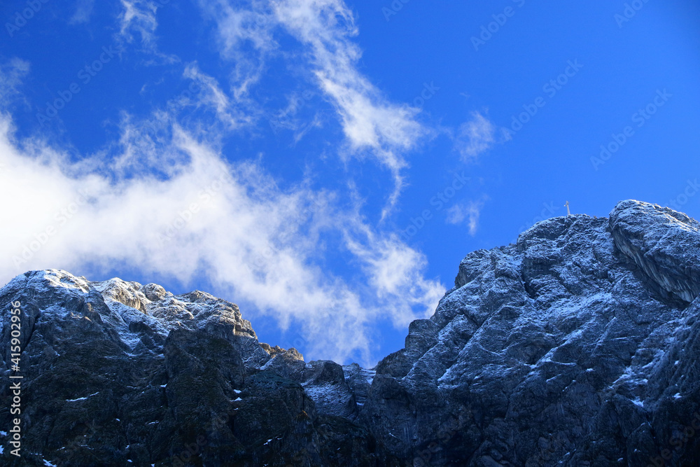 Giewont peak - the most famous polish mountain, simbol of Tatra Mountains and Zakopane in winter, Tatras, Poland