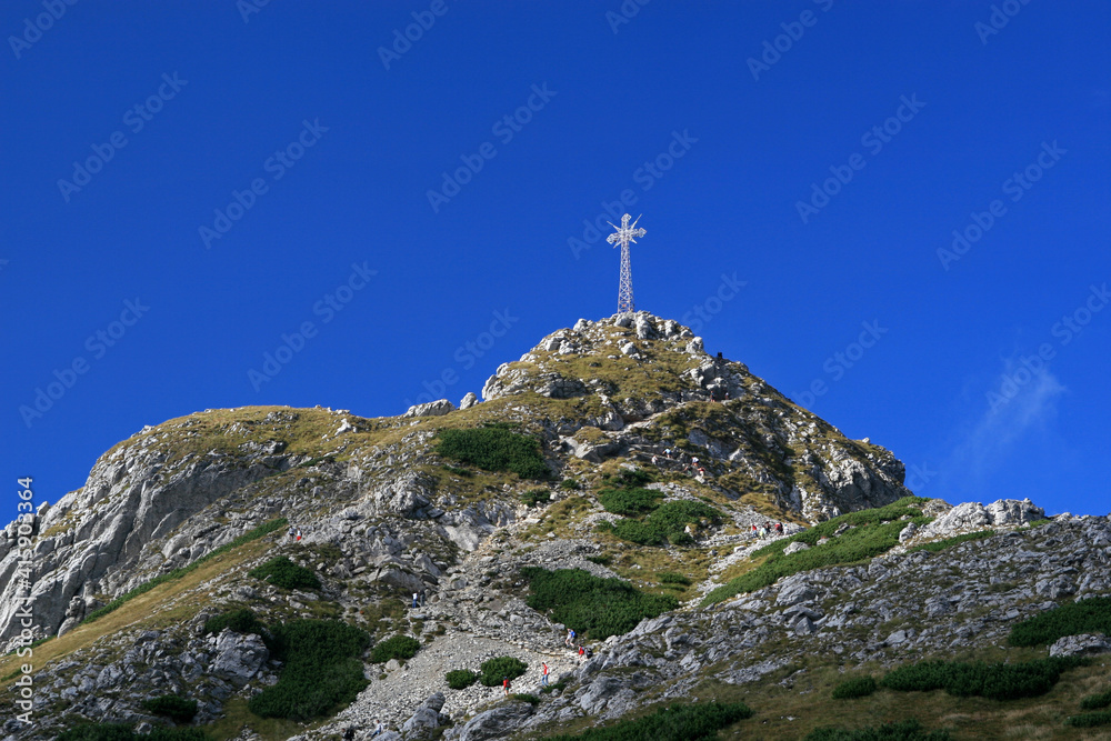 Giewont peak - the most famous polish mountain, simbol of Tatra Mountains and Zakopane, Tatras, Poland