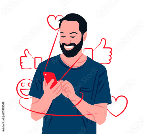 Vector man in shadow of sharp lines style