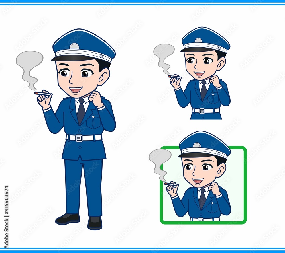 制服を着た警備スタッフのイラスト 制服を着た警備スタッフのイラスト