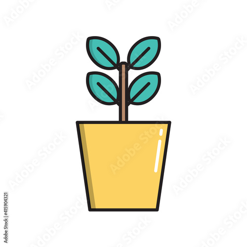 Plant in Flower pot, simple gardening icon in trendy line style isolated on white background for web apps and mobile concept. Vector Illustration