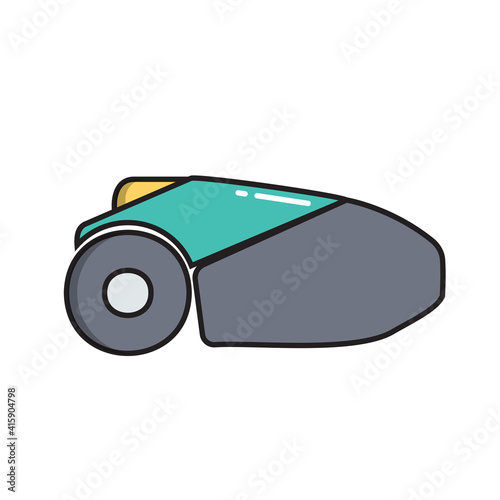 Lawn mower robot, simple gardening icon in trendy line style isolated on white background for web apps and mobile concept. Vector Illustration