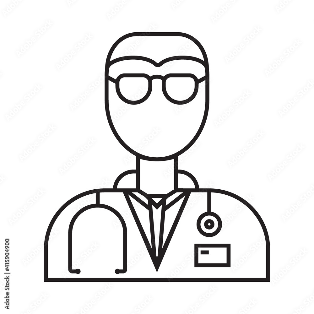 Doctor simple medicine icon in trendy line style isolated on white background for web applications and mobile concepts. Vector illustration Doctor simple medicine icon in trendy line style isolated on white background for web applications and mobile concepts. Vector illustration