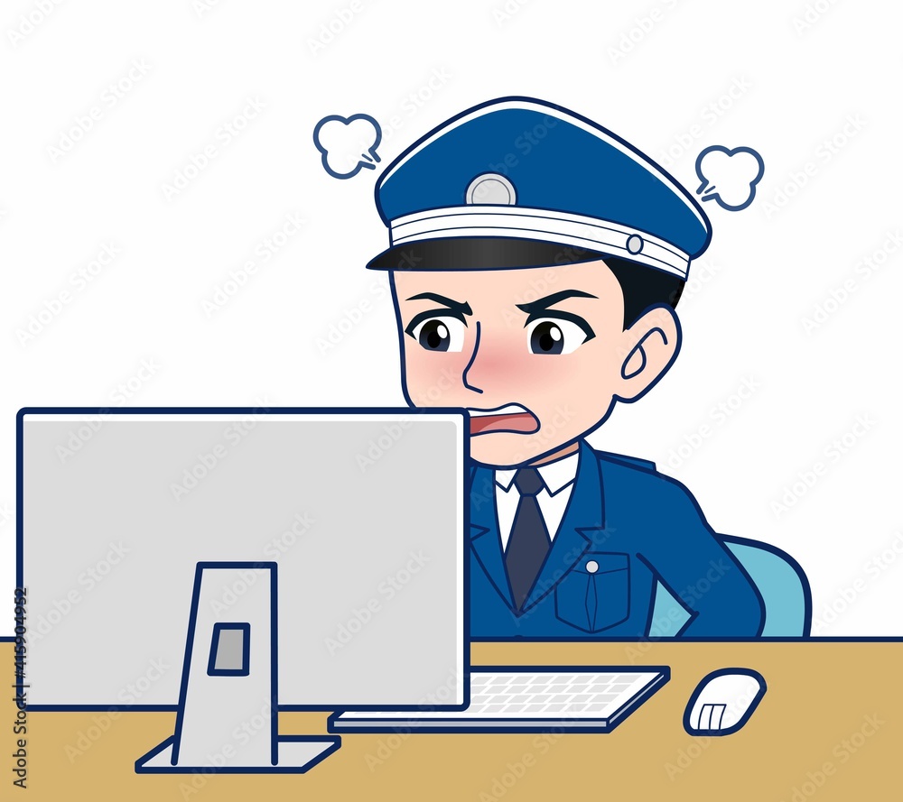 制服を着た警備スタッフのイラスト