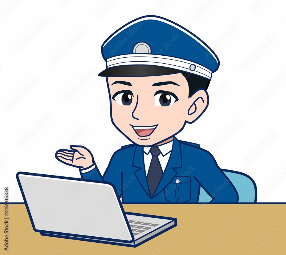 制服を着た警備スタッフのイラスト 制服を着た警備スタッフのイラスト