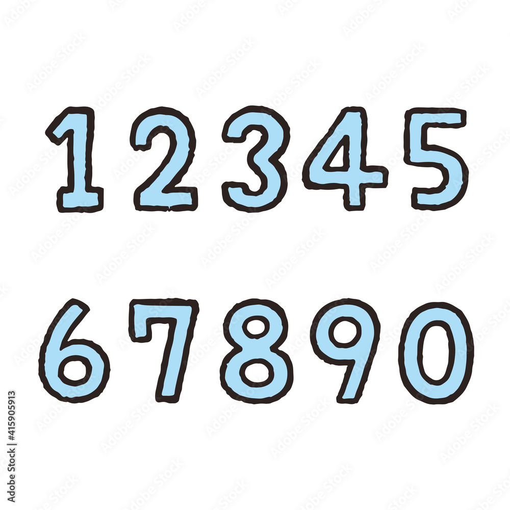 素材_手描きの数字_青 素材_手描きの数字_青