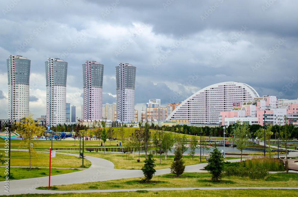 City Park and Skyline. Russia, Moscow 2019.