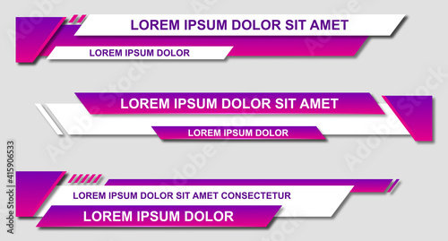 Set futuristic lower thirds set template vector. Template layout design banner for bar Headline news title. Modern design style. Vector illustration