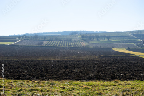 Landscape with ploughed fields in Soultz-les-Bains.