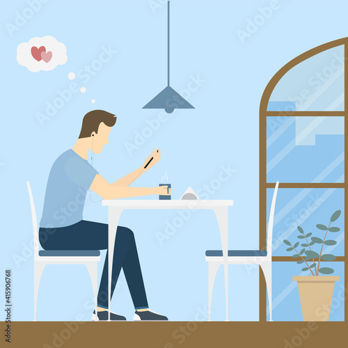 Online virtual dating. Concept illustration. Flat illustration.