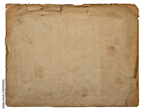 Used paper torn ripped edges isolated white background