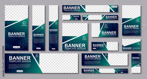 set of creative web banners of standard size with a place for photos. Modern template design. vector illustration