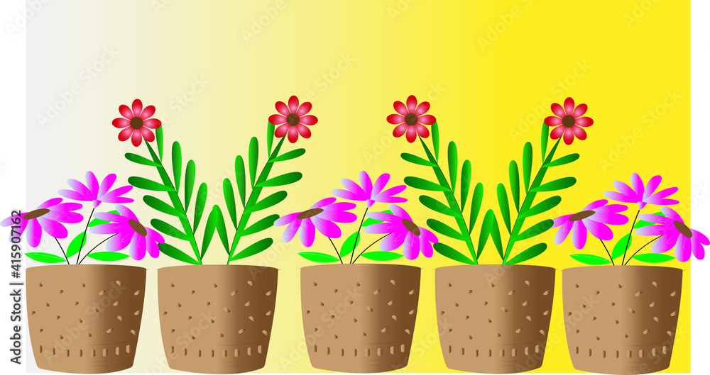 Flower pots illustrator design 