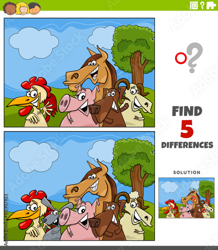 differences educational game with farm animals
