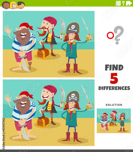 differences educational game with pirate characters