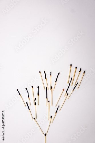 Chains of transmission represented by burnt out matches 