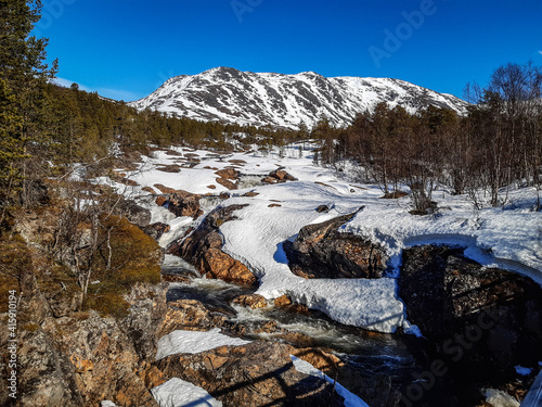 mountain river in winter