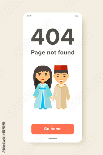 Vector icon of Moroccan couple in national costume. National clothing, Moroccan people, Moroccan culture. Morocco concept. Can be used for topics like travelling, tourism, geography