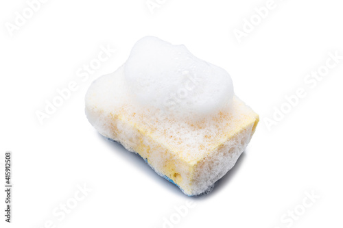 cleaning sponge with soap foam isolated. clean service concept